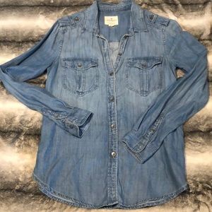 AEO Denim boyfriend utility shirt